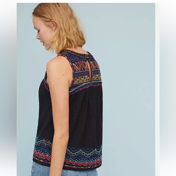 Gorgeous Anthropologie Akemi + Kin Mesa Black Embroidered Tank Top Size 4 - Picture 10 of 15